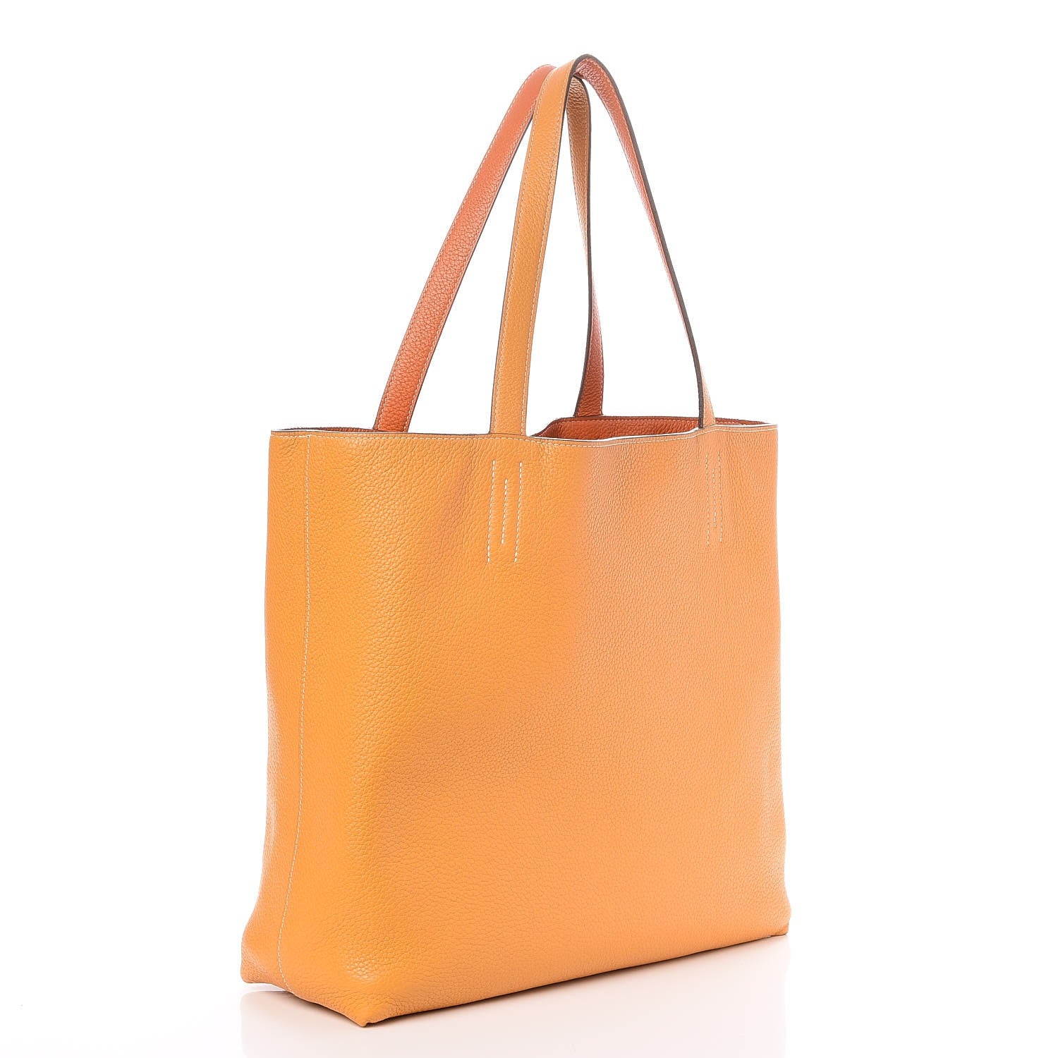Hermes Taurillon Clemence Double Sens 36 Reversible Tote Orange Curry 7 of 12