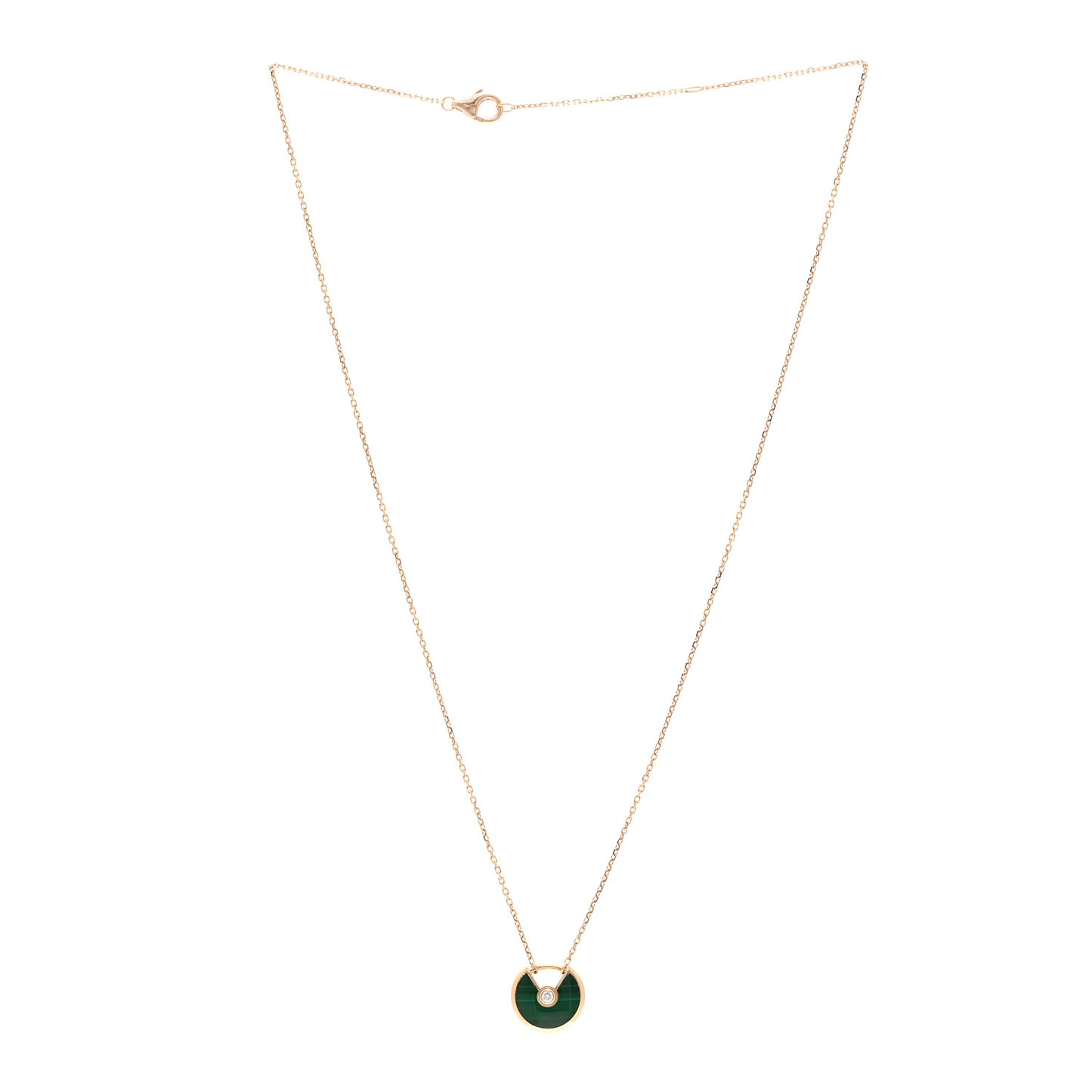 18K Pink Gold Diamond Malachite XS Amulette de Cartier Pendant Necklace