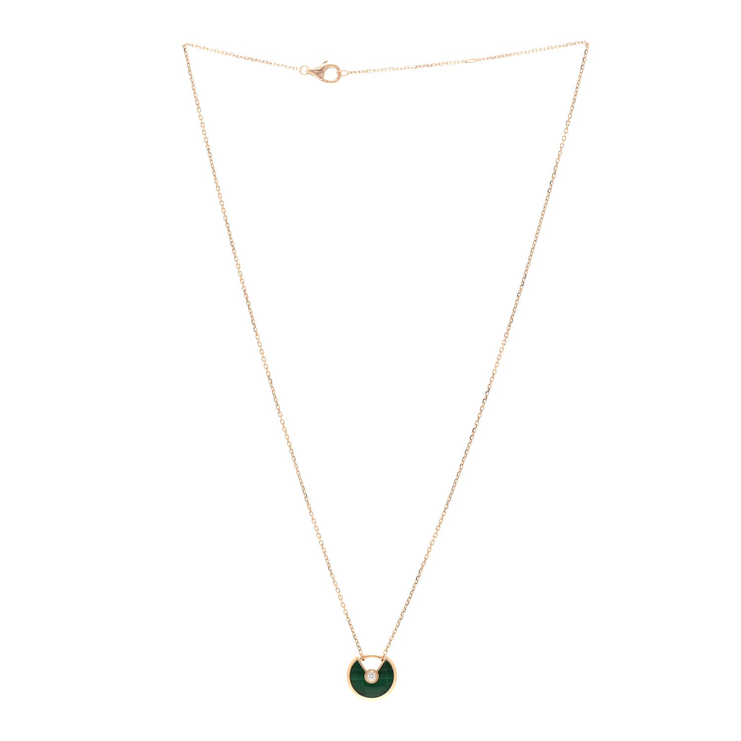 Cartier 18K Pink Gold Diamond Malachite XS Amulette de Cartier Pendant Necklace 3 of 5
