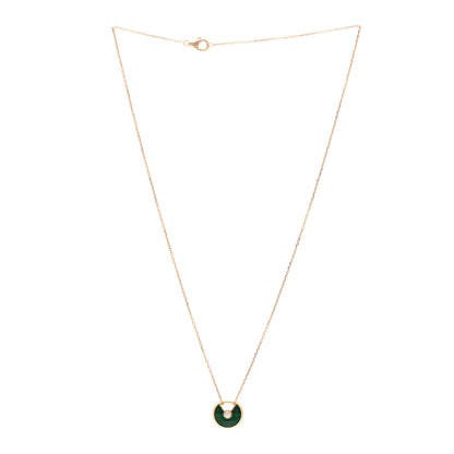 Cartier 18K Pink Gold Diamond Malachite XS Amulette de Cartier Pendant Necklace 3 of 5