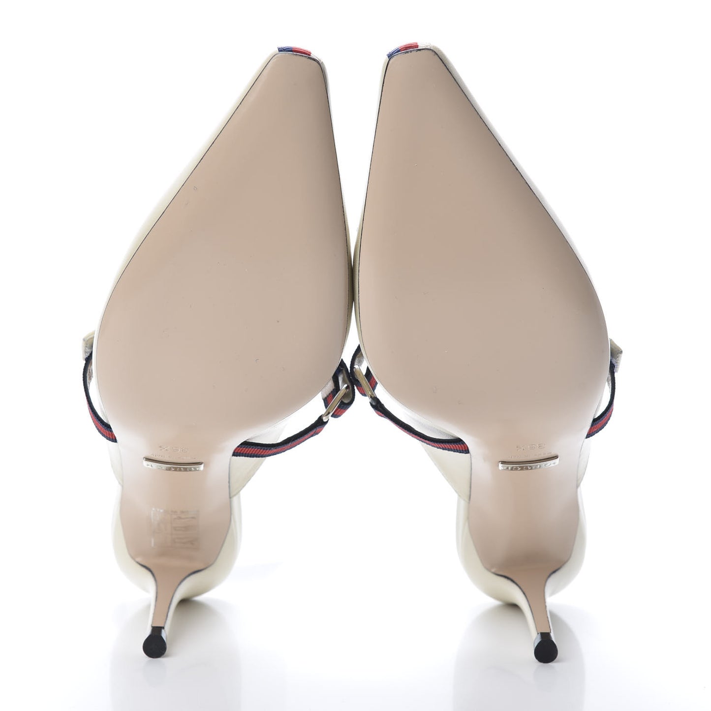 Malaga Kid Sylvie Web Cross Strap Mid-Heel Slides 36.5 Vintage White