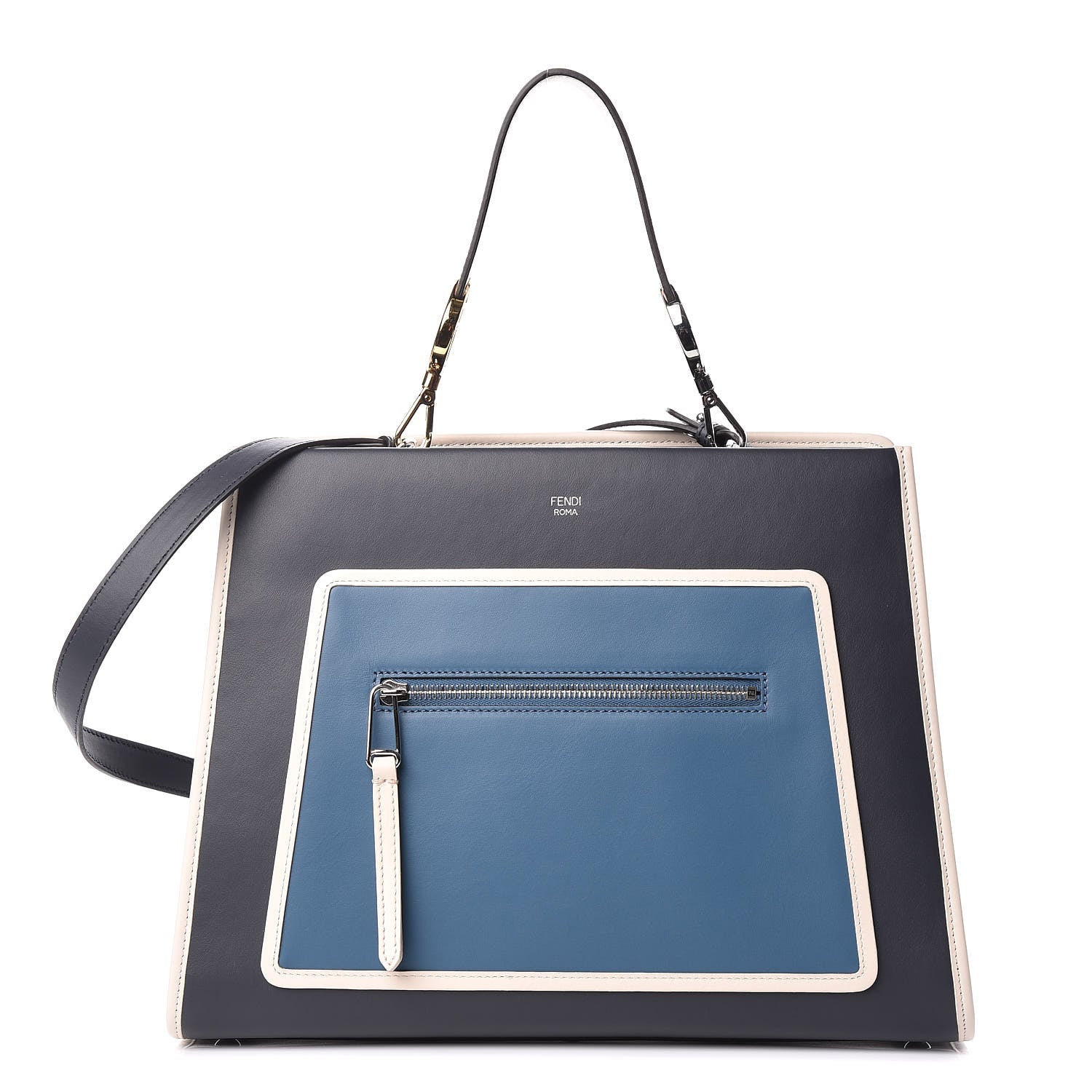 Fendi Vitello Century F is Fendi Regular Runaway Satchel Blue Notte Balena Multicolor 1 of 14