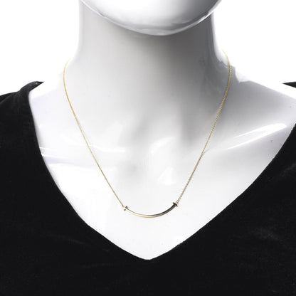 Tiffany 18K Yellow Gold Small T Smile Pendant Necklace 2 of 6