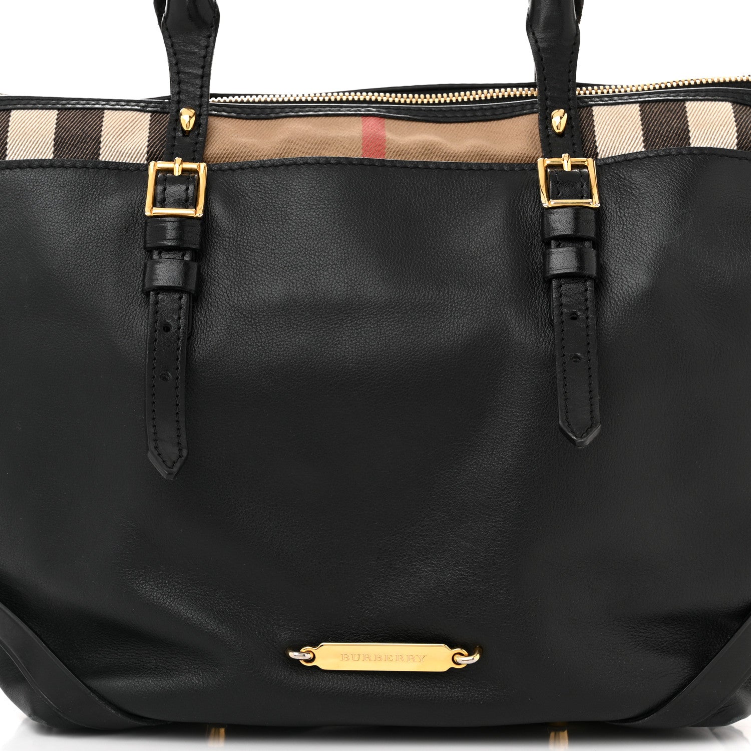Burberry Calfskin House Check Small Salisbury Tote Black 9 of 14