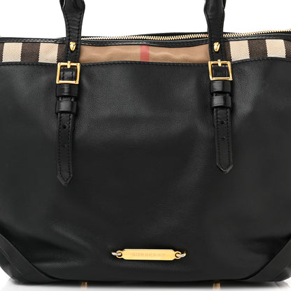 Burberry Calfskin House Check Small Salisbury Tote Black 9 of 14