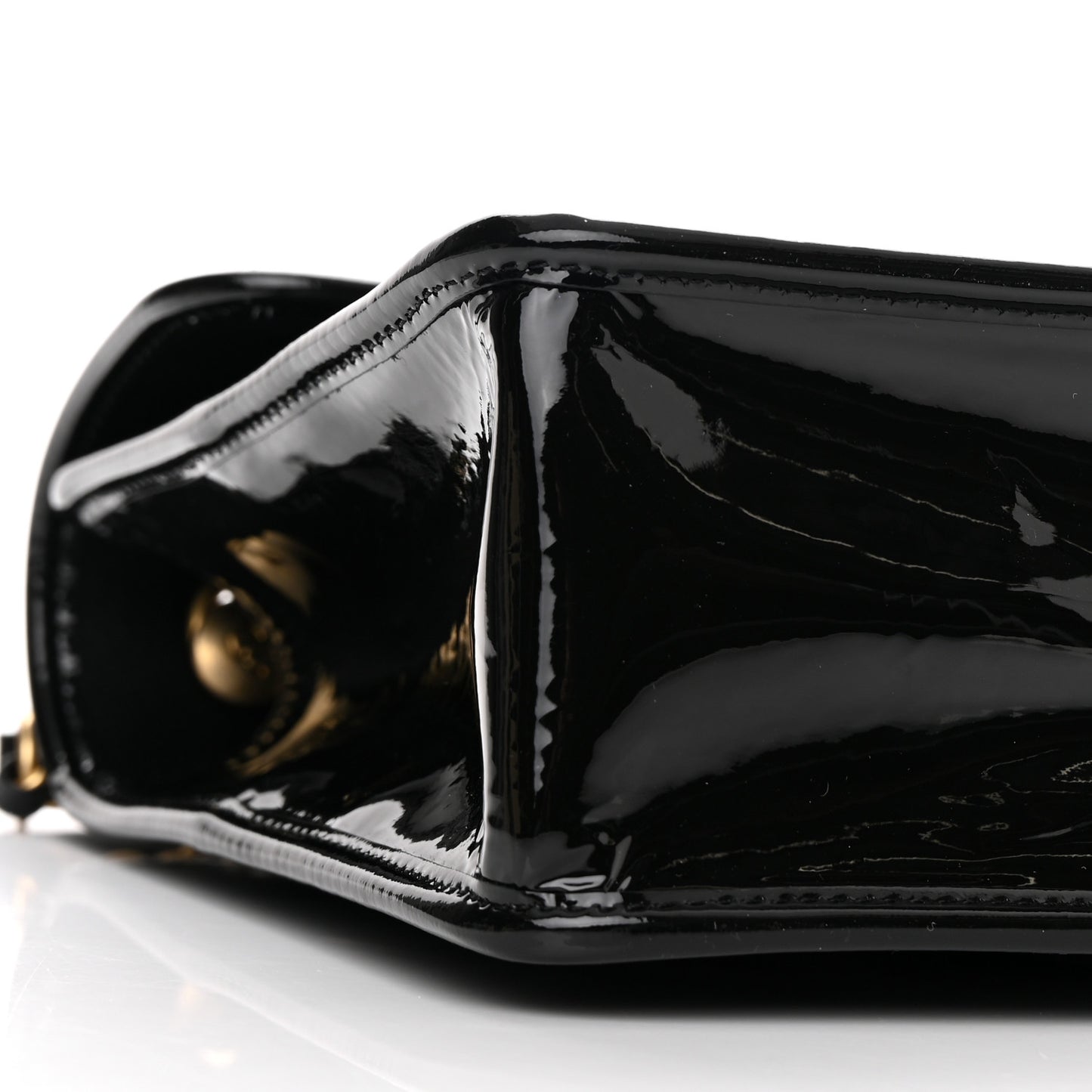 Patent Quilted Graphic Catch Flap Black