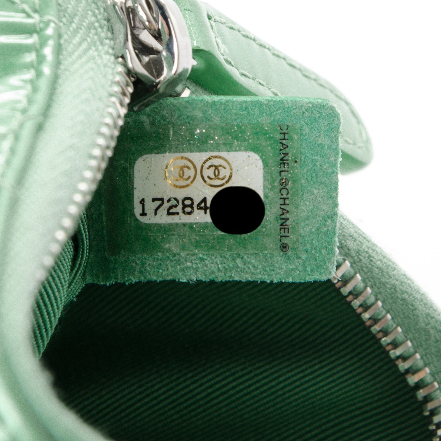 Chanel Patent Quilted Key Holder Case Green 7 of 7