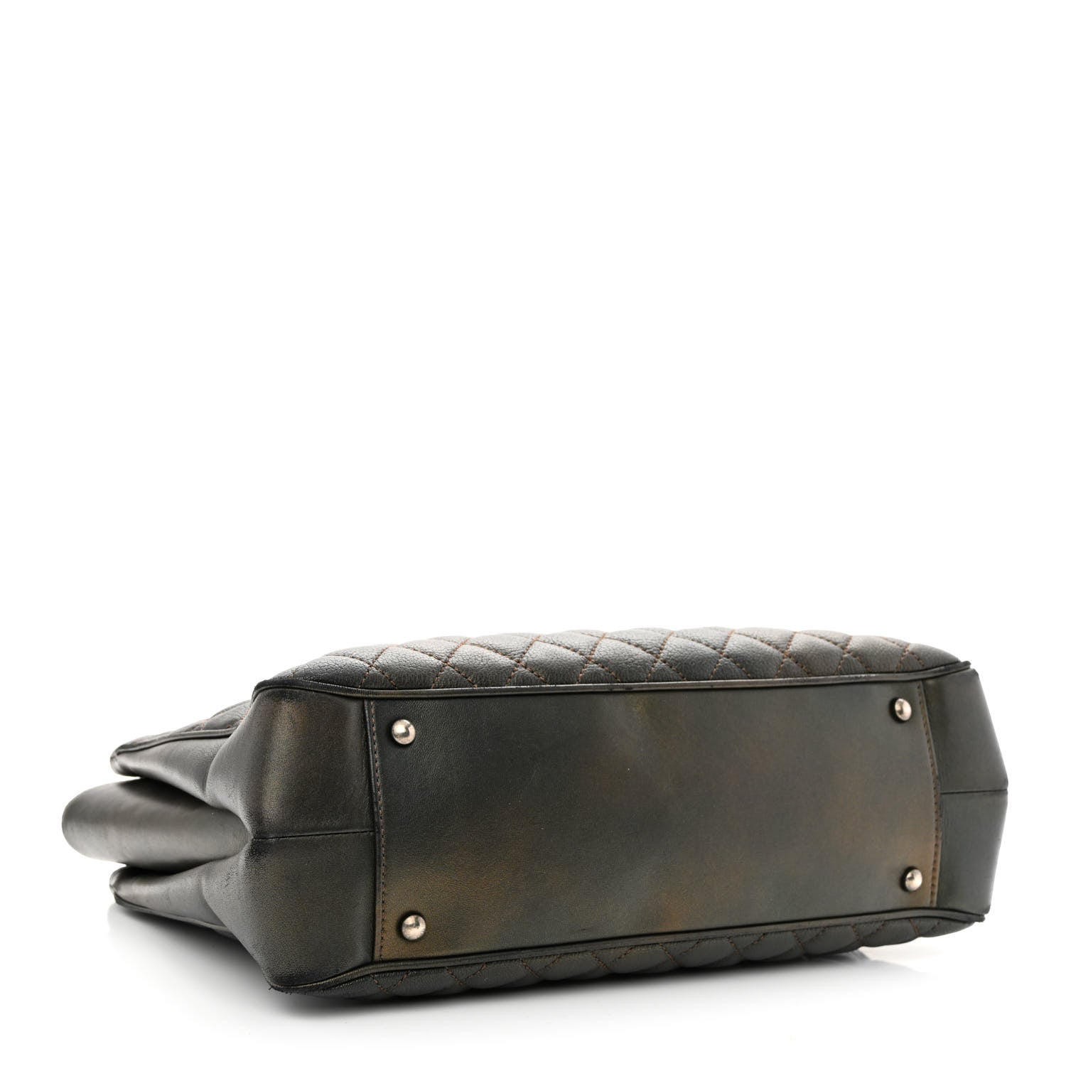 Chanel Metallic Goatskin Quilted Medium Rock In Rome Tote Charcoal 4 of 14