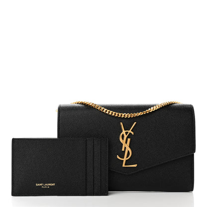 Saint Laurent Grain de Poudre Uptown Chain Wallet Black 2 of 11