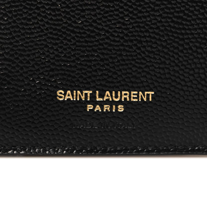 Saint Laurent Grain De Poudre Matelasse Chevron Monogram Compact Tri Fold Wallet Black 6 of 6