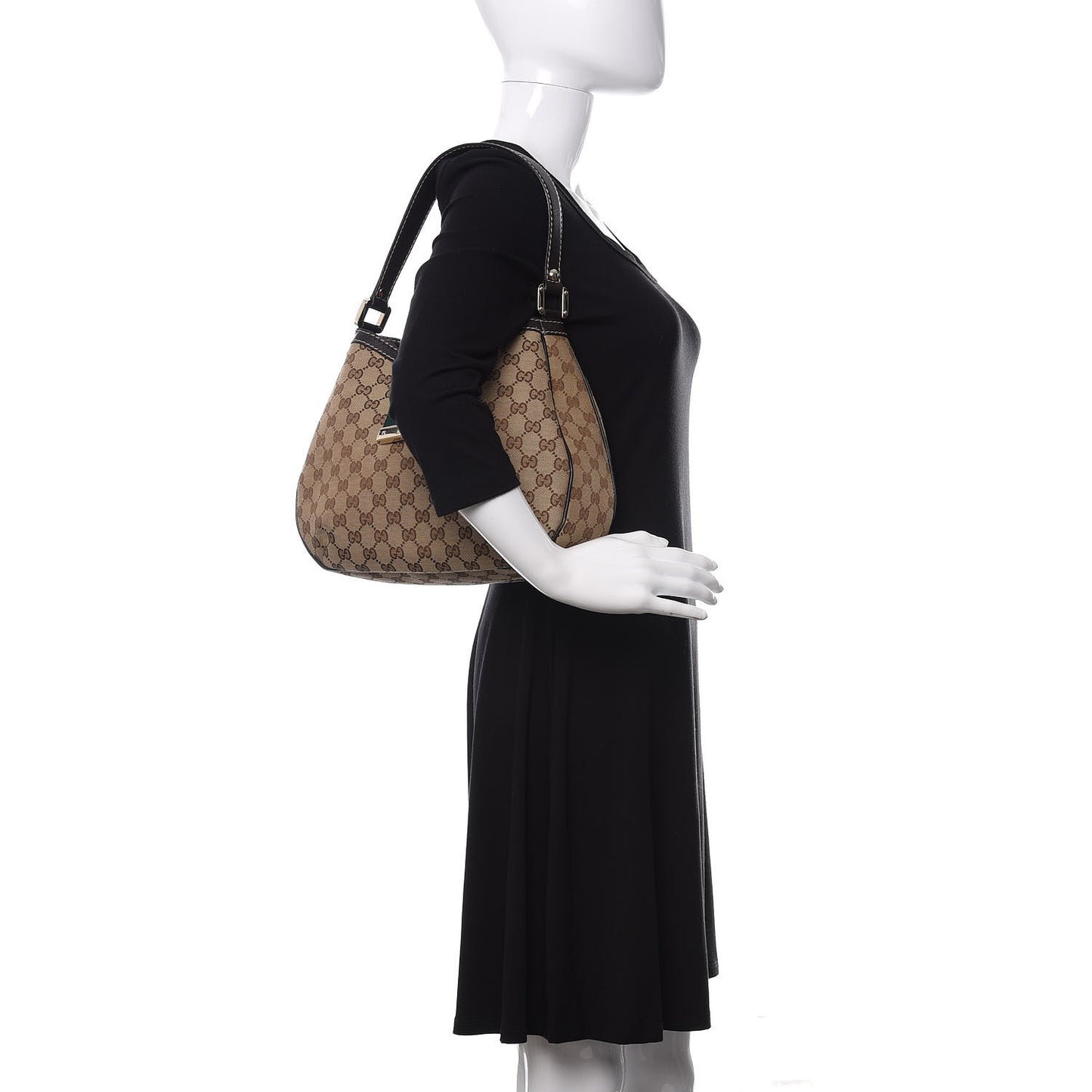 Monogram Medium New Ladies Web Hobo Dark Brown