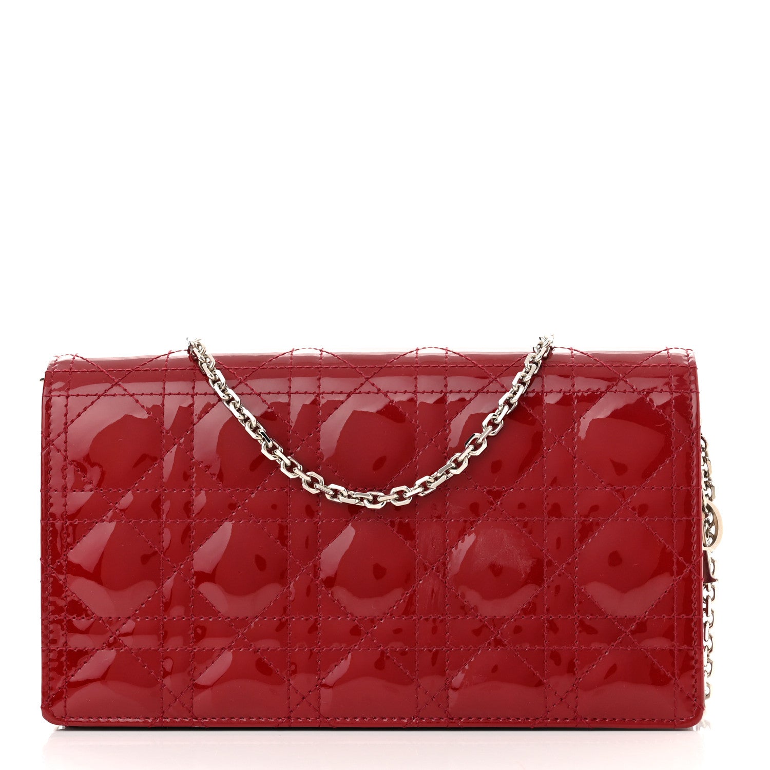 Christian Dior Patent Cannage Lady Dior Clutch Rouge Ceris 3 of 13