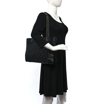 Chanel Glazed Calfskin Quilted Shopping Tote Black 3 of 11
