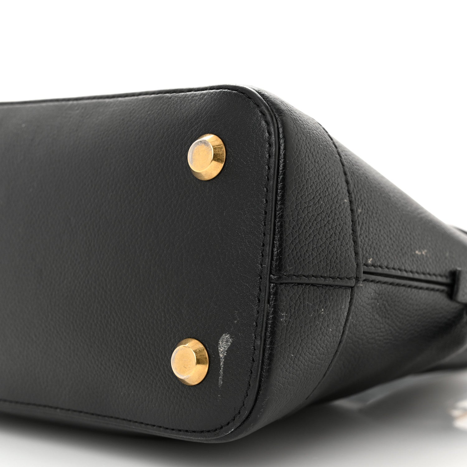 Balenciaga Grained Calfskin Logo S Ville Top Handle Bag Black White 10 of 15