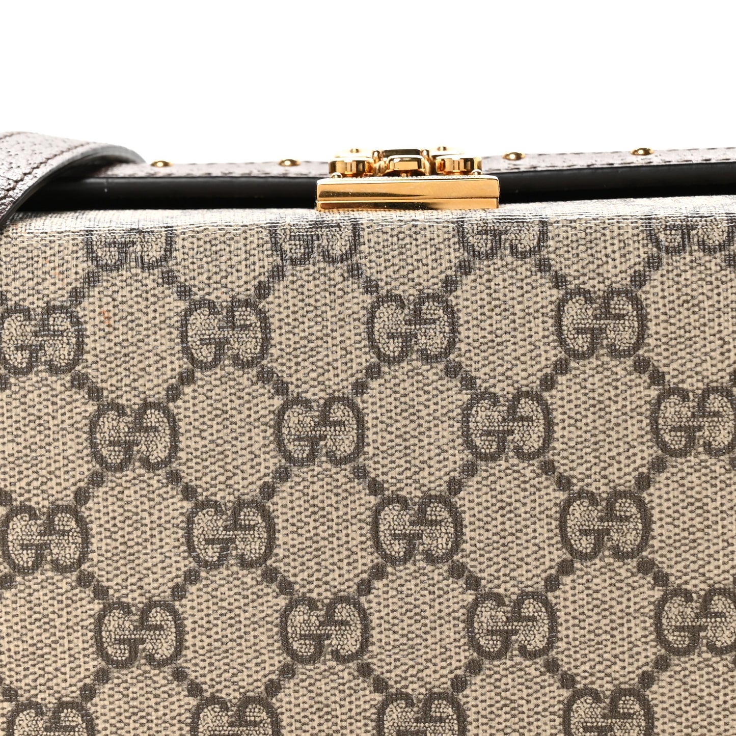 GG Supreme Monogram Textured Dollar Calfskin Mini Trunk Shoulder Bag Beige Ebony New Acero