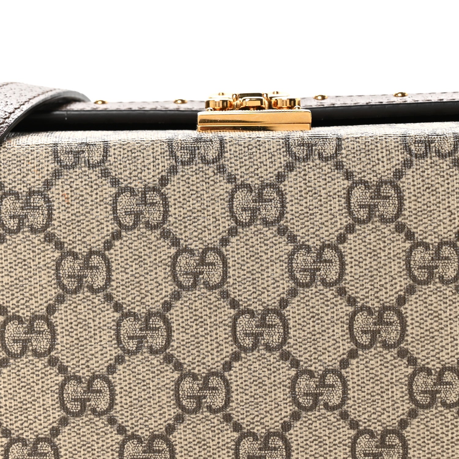 Gucci GG Supreme Monogram Textured Dollar Calfskin Mini Trunk Shoulder Bag Beige Ebony New Acero 8 of 11