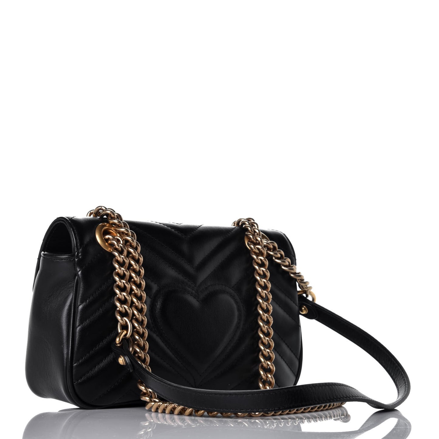 Calfskin Matelasse Mini GG Marmont Shoulder Bag Black