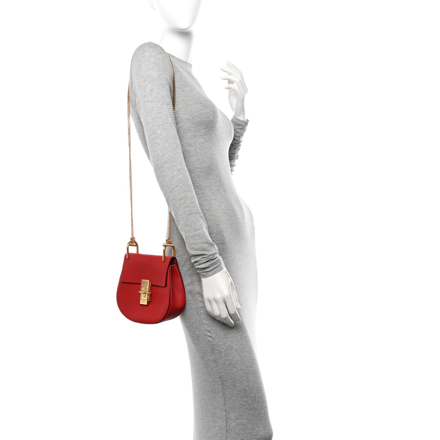 Grained Lambskin Mini Drew Shoulder Bag Plaid Red