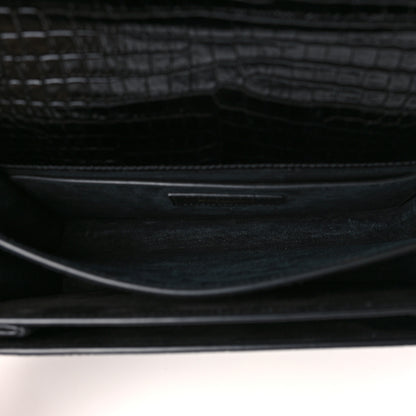 Saint Laurent Calfskin Crocodile Embossed Medium Monogram Sunset Black 4 of 7