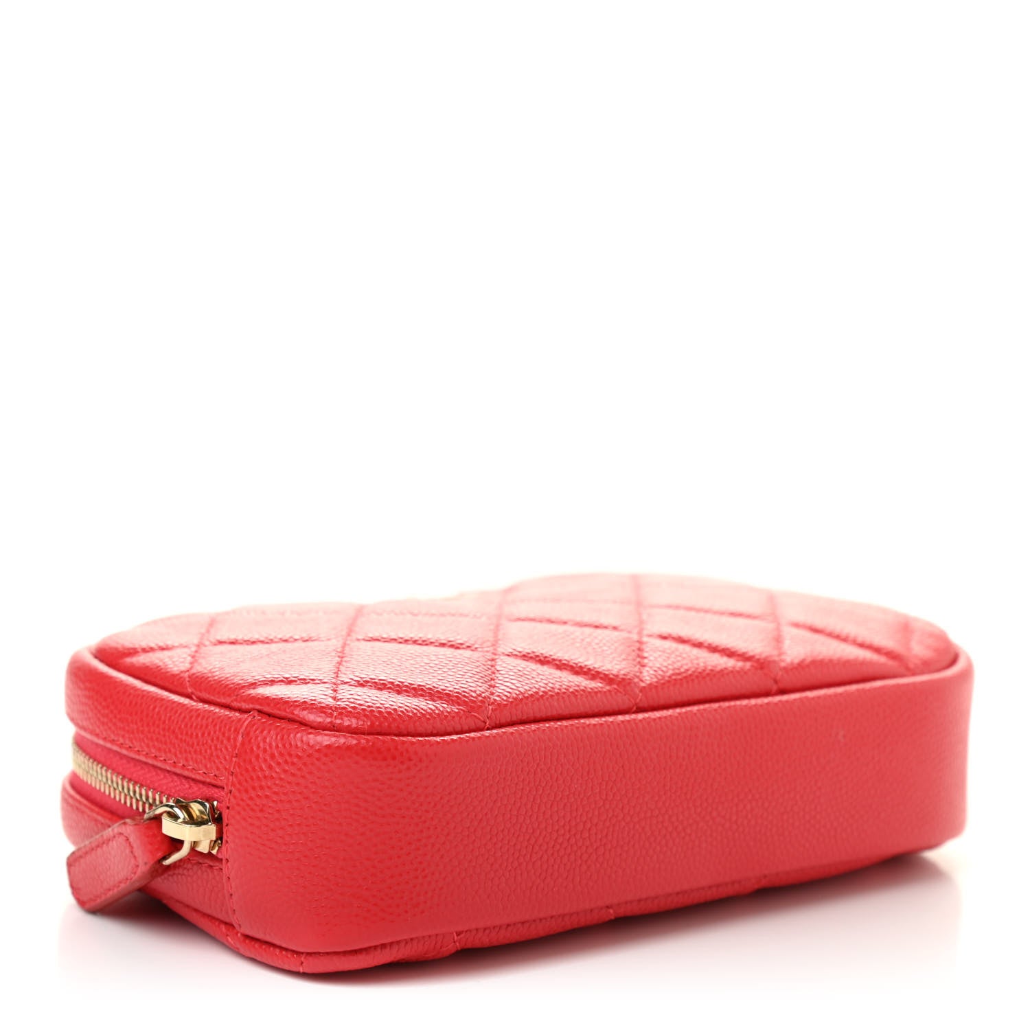 Chanel Caviar Quilted Small Curvy Pouch Cosmetic Case Dark Red 4 of 7