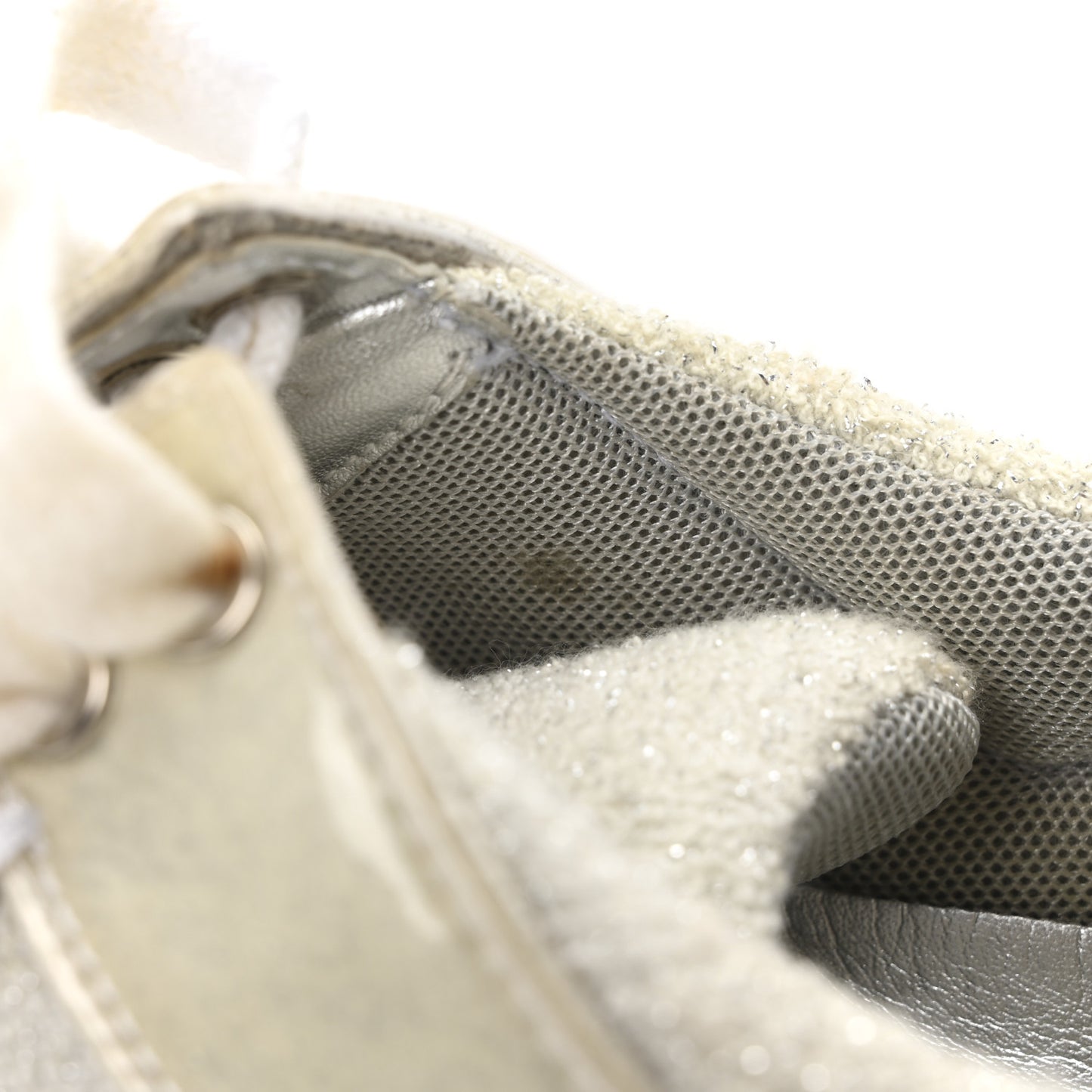 Iridescent Terry Cloth PVC Calfskin Sneakers 38.5 Silver