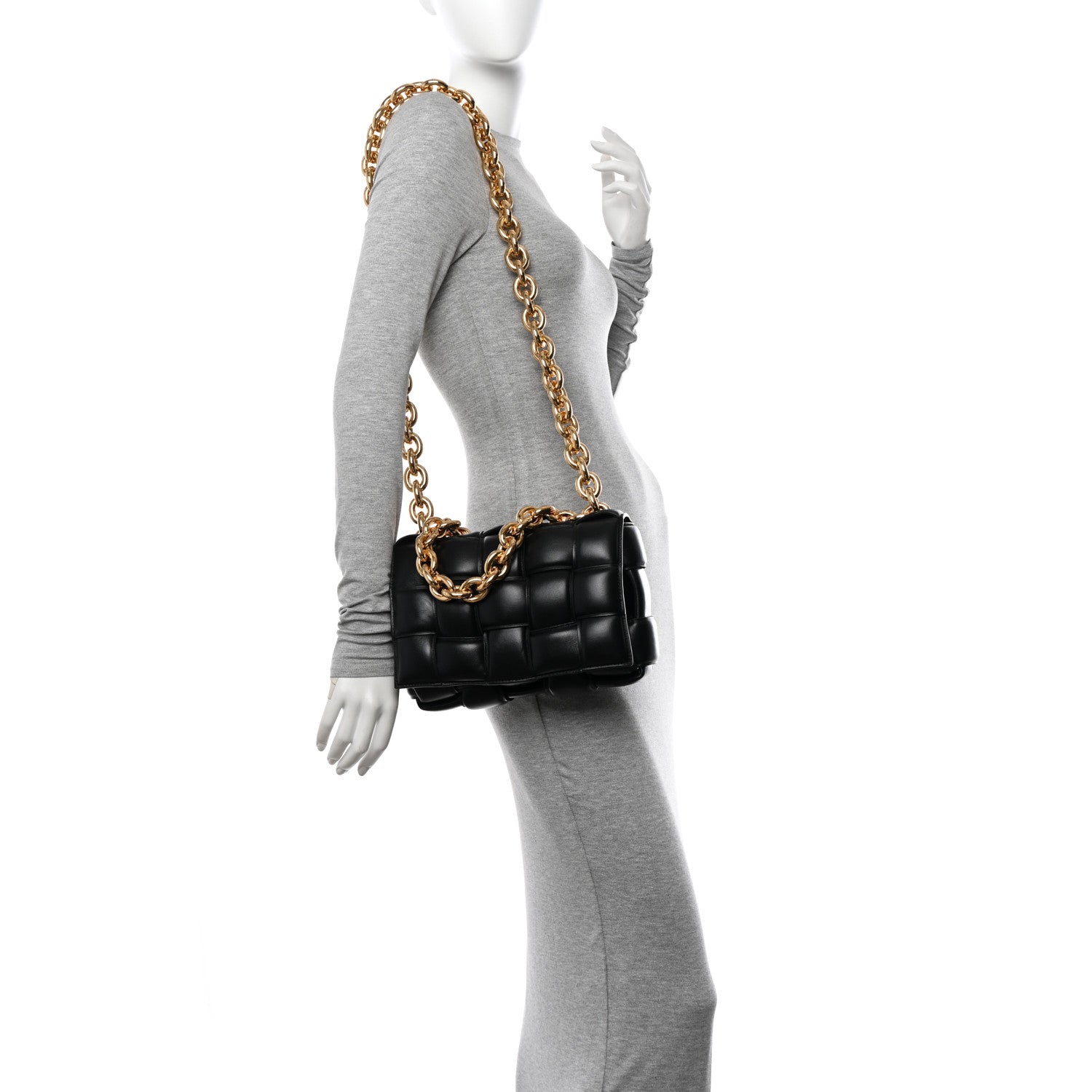 Bottega Veneta Lambskin Maxi Intreccio Padded Chain Cassette Crossbody Bag Black 2 of 10