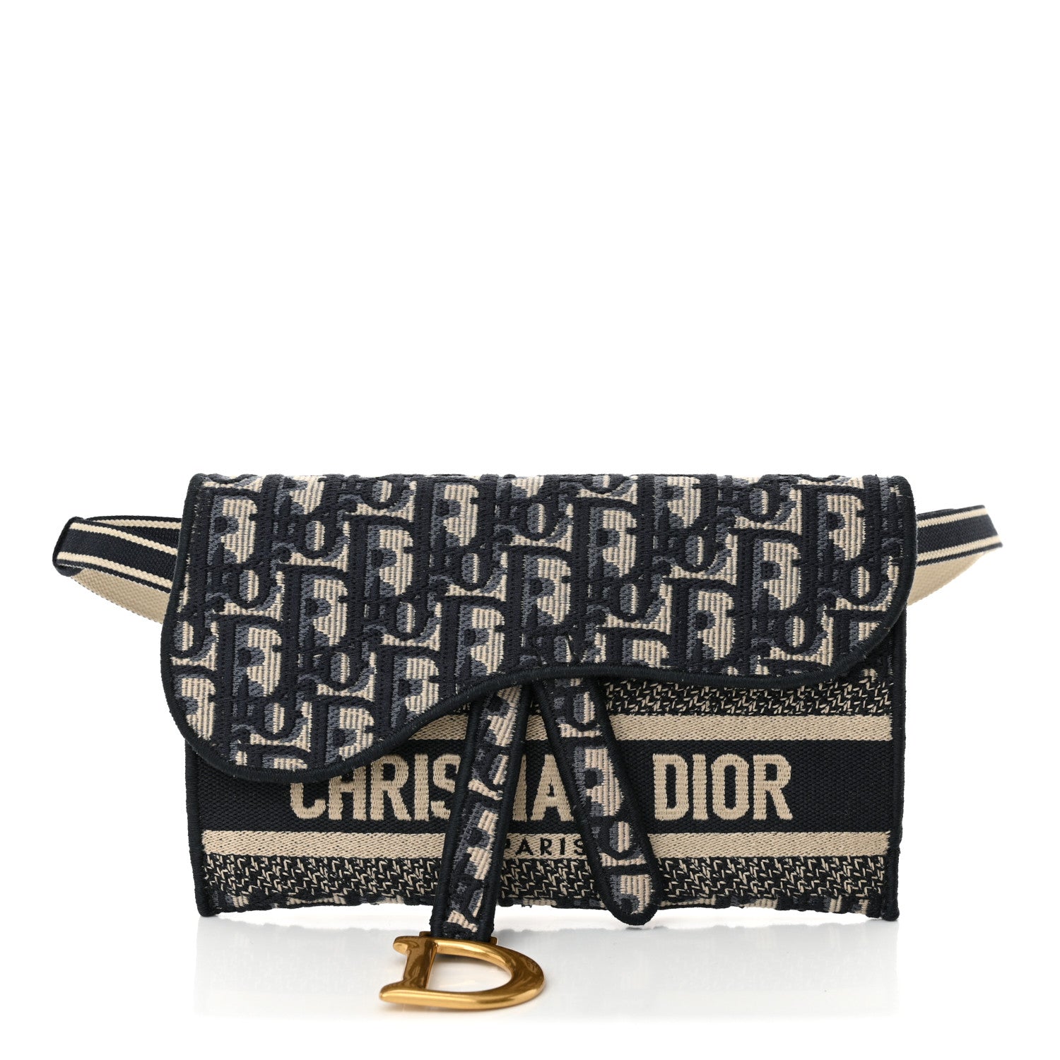 Christian Dior Oblique Slim Saddle Pouch Blue 1 of 12