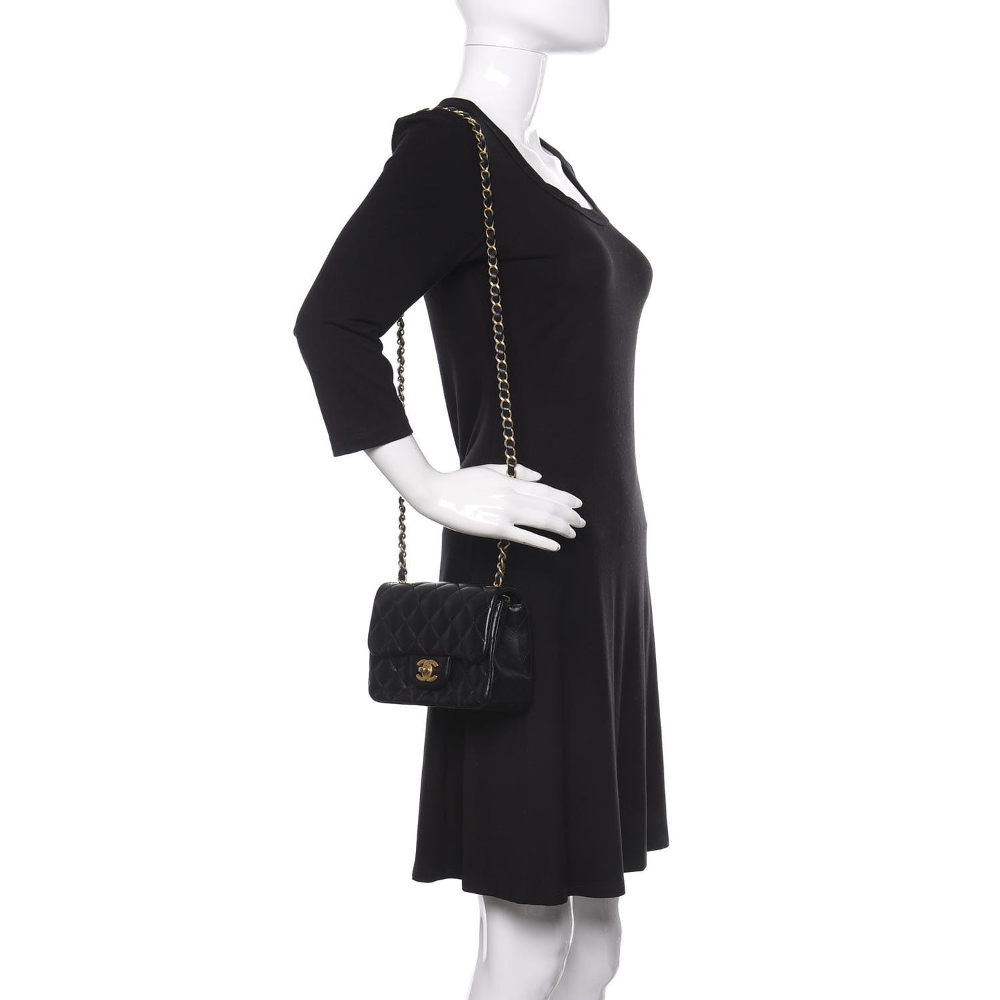 Lambskin Quilted Mini Square Flap Black