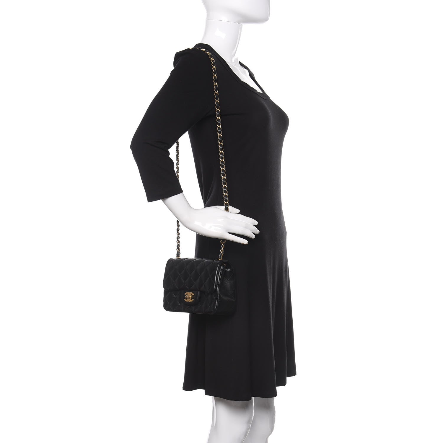 Chanel Lambskin Quilted Mini Square Flap Black 2 of 10