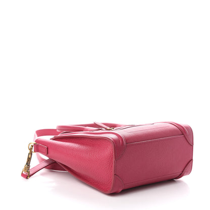 Celine Drummed Calfskin Nano Luggage Fuchsia 3 of 8