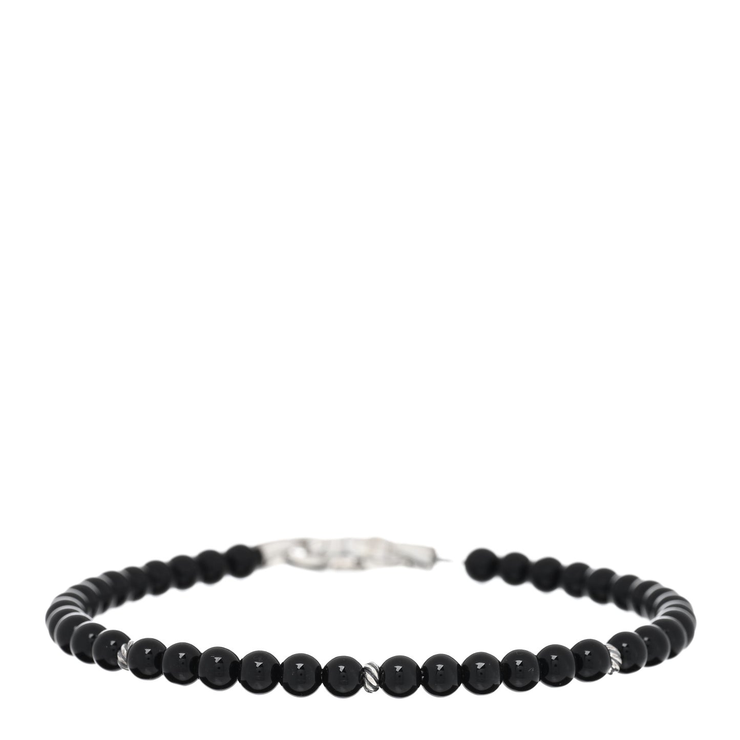 Sterling Silver Black Onyx 5mm Bijoux Spiritual Beads Bracelet