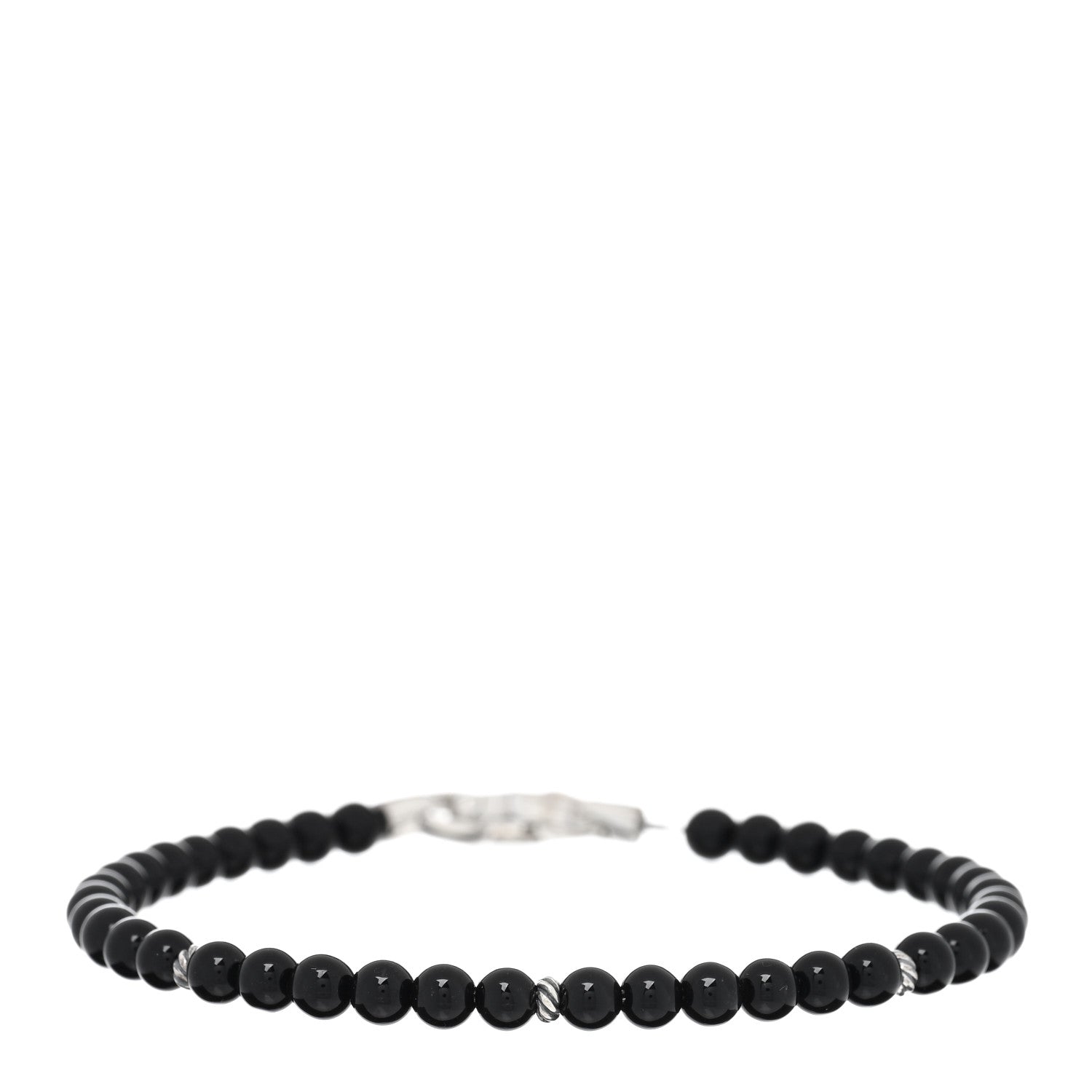 David Yurman Sterling Silver Black Onyx 5mm Bijoux Spiritual Beads Bracelet 1 of 3