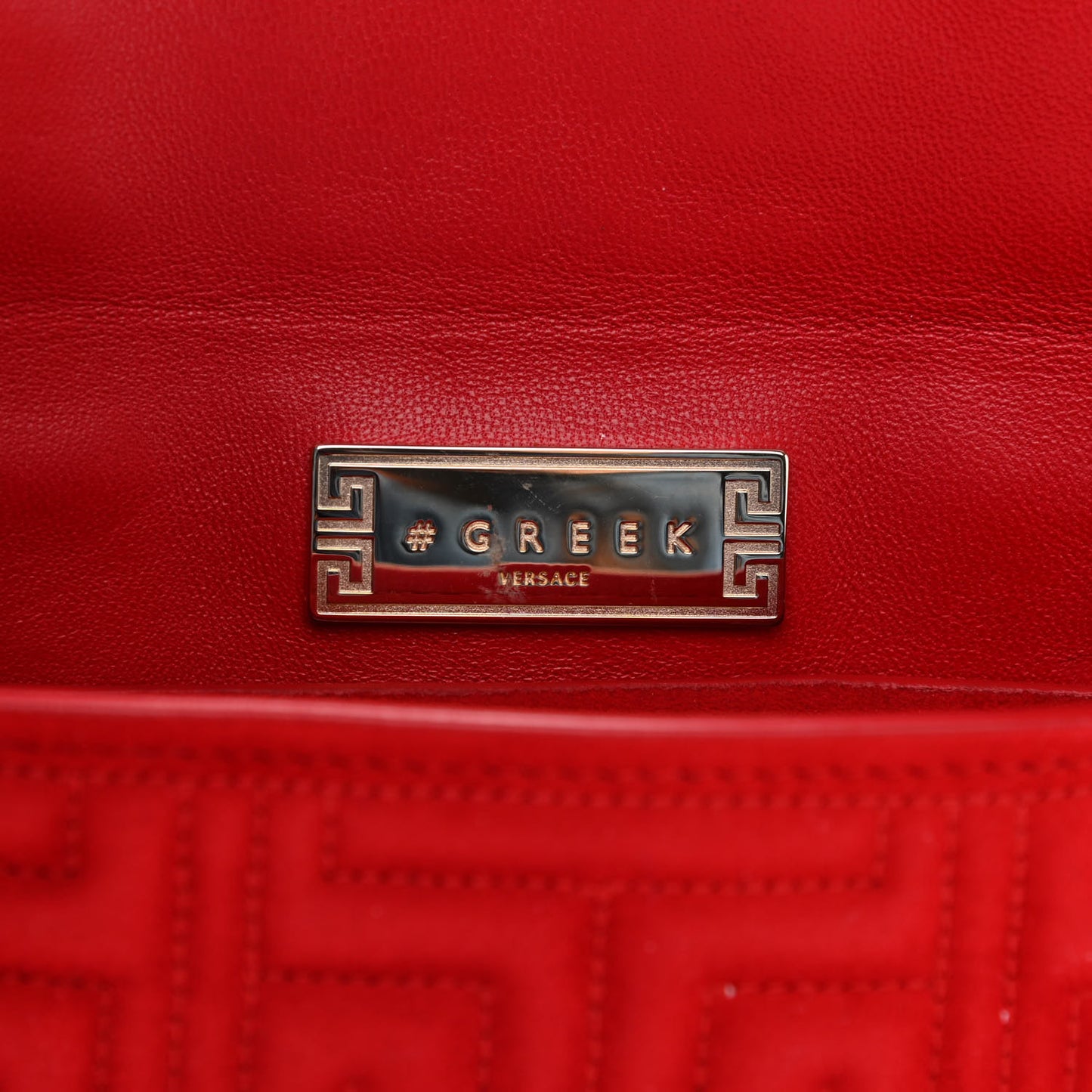 Suede Quilted The Greek Crossbody Clutch Red