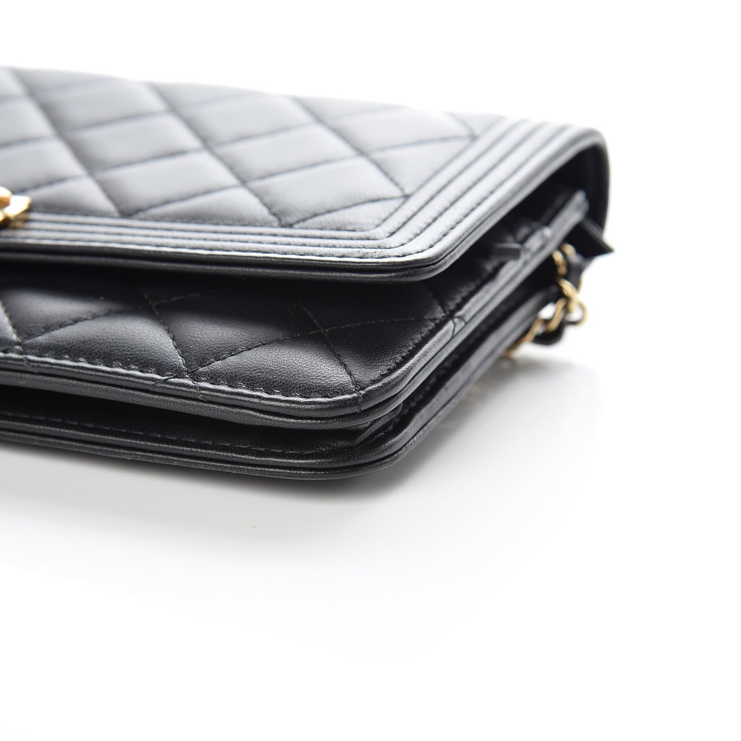 Chanel Lambskin Quilted Boy Wallet On Chain WOC Black 10 of 14