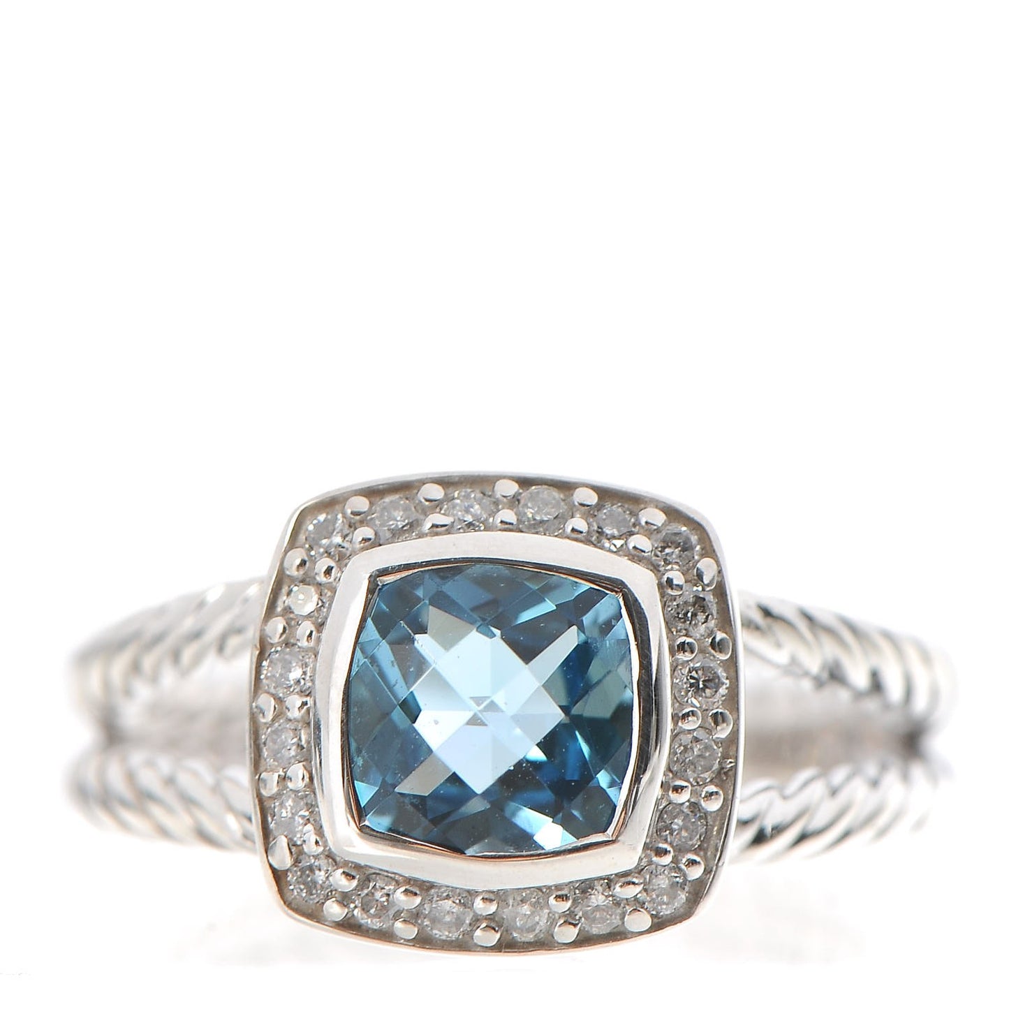 Sterling Silver Diamond Hampton Blue Topaz 7mm Petite Albion Ring 53 6.5