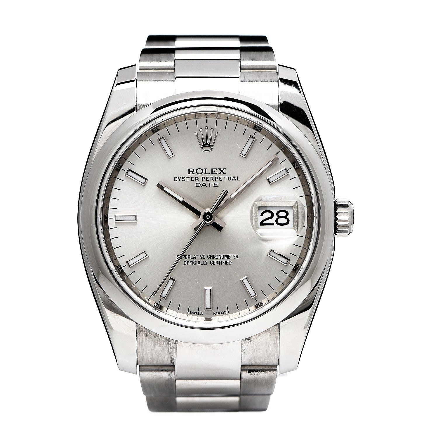 Rolex Stainless Steel 34mm Oyster Perpetual Date Watch Silver 115200 1 of 6