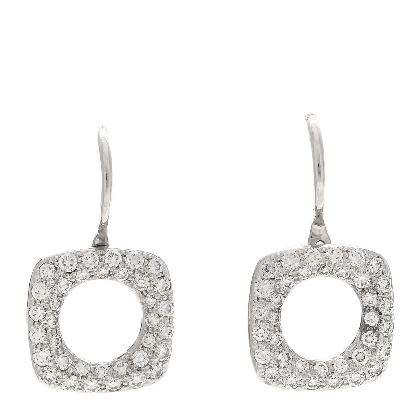 18K White Gold Diamond Cushion Necklace