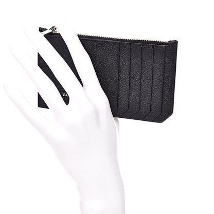 Saint Laurent Grained Calfskin 5 Fragments Zip Pouch Card Holder Black 2 of 8