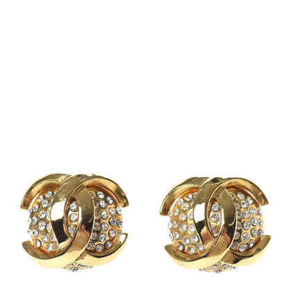 Chanel Crystal CC Clip On Earrings Gold 1 of 4