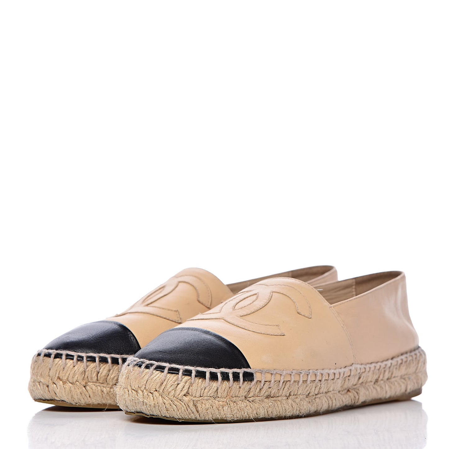 Lambskin CC Espadrilles 38 Beige Black