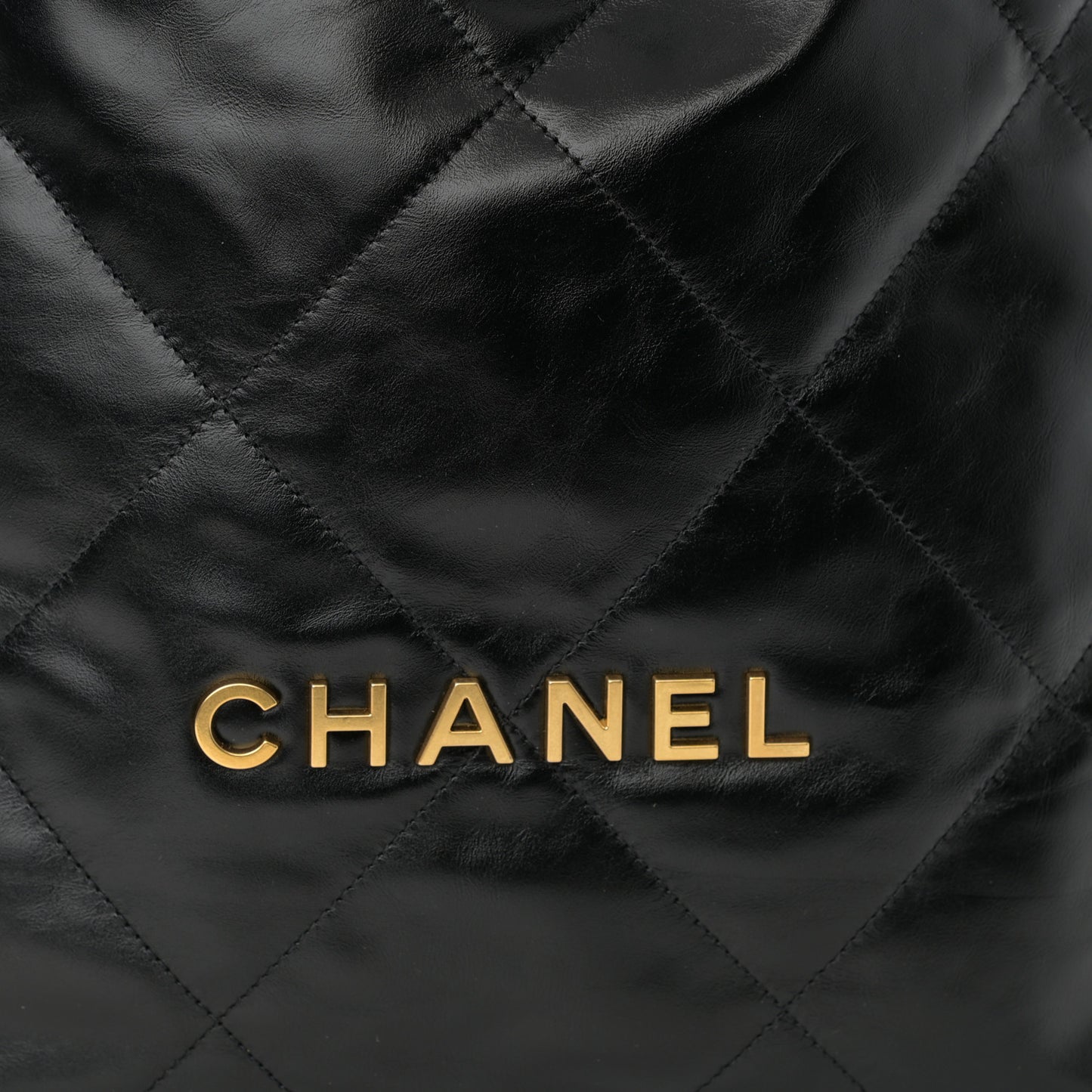 Shiny Calfskin Quilted Chanel 22 Backpack Black