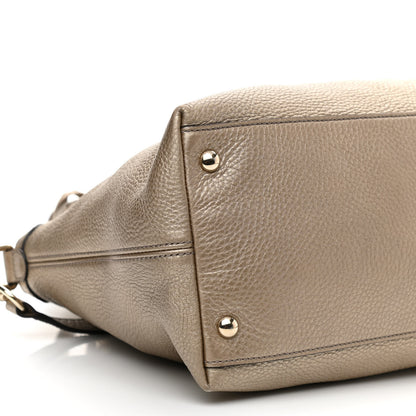 Gucci Metallic Cellarius Calfskin Small Soho Top Handle Satchel Golden Beige 12 of 18
