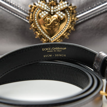 Dolce & Gabbana Metallic Agnello Vitello Devotion Belt Bag 95 38 Argento Scuro 6 of 11