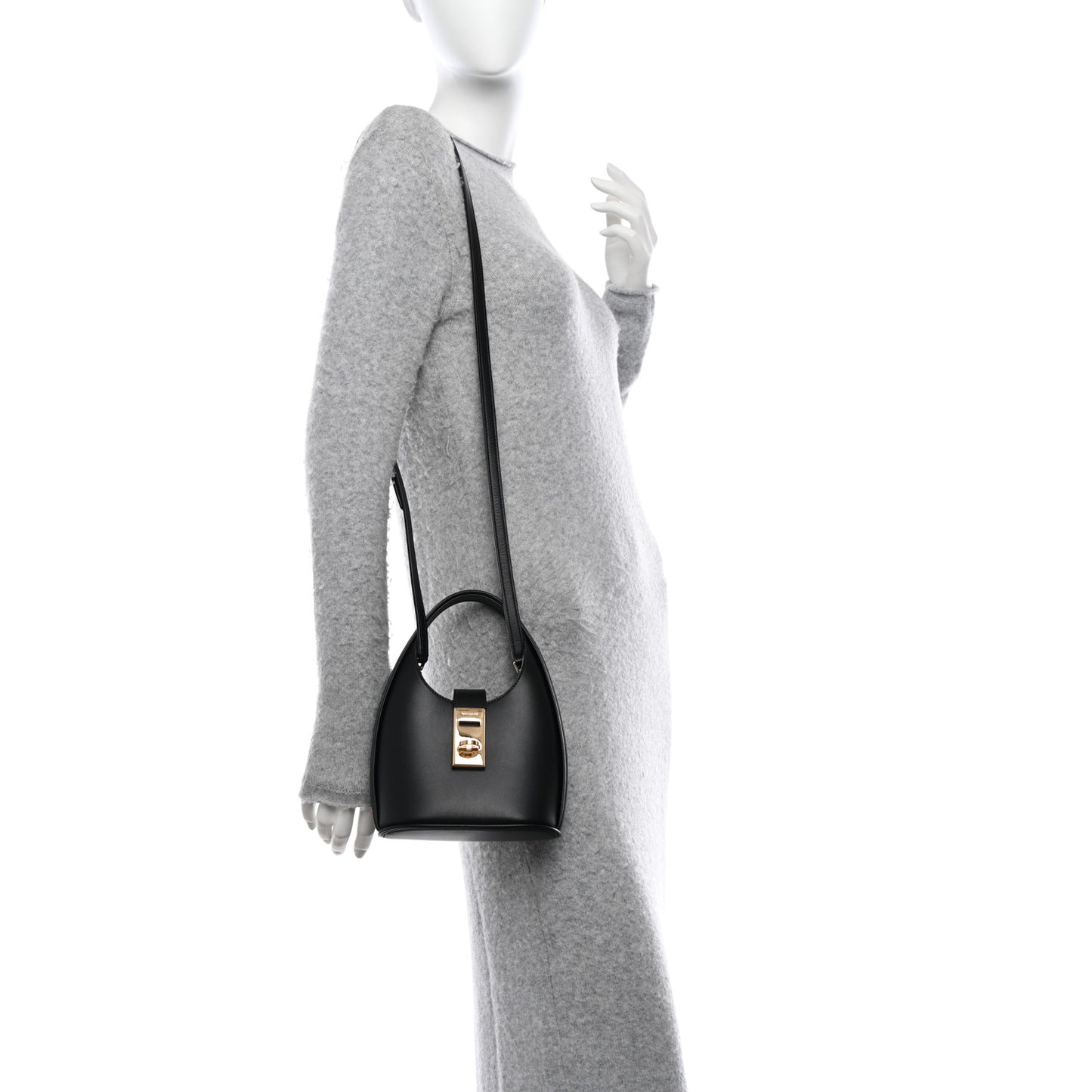 Soft Calfskin Mini Gancini Hobo Black