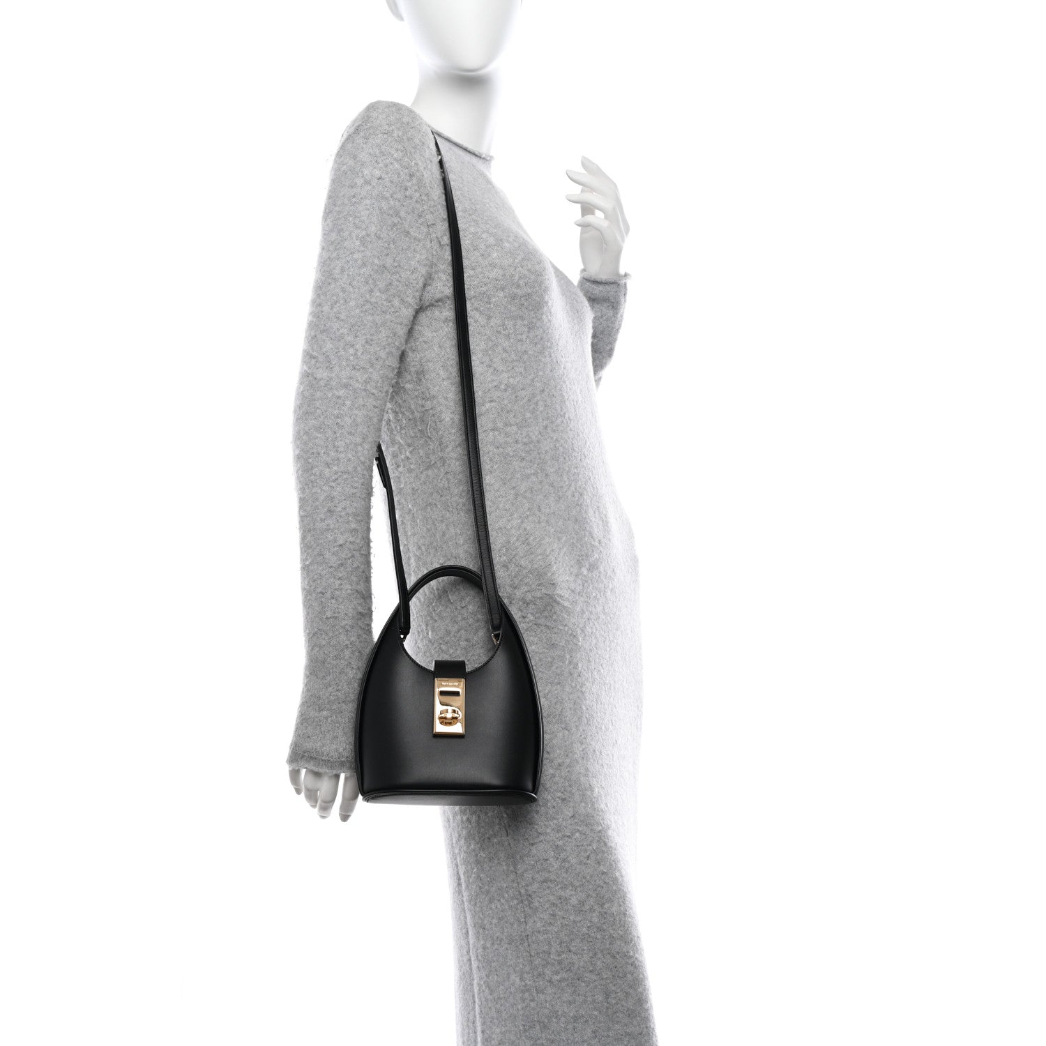 Salvatore Ferragamo Soft Calfskin Mini Gancini Hobo Black 2 of 10