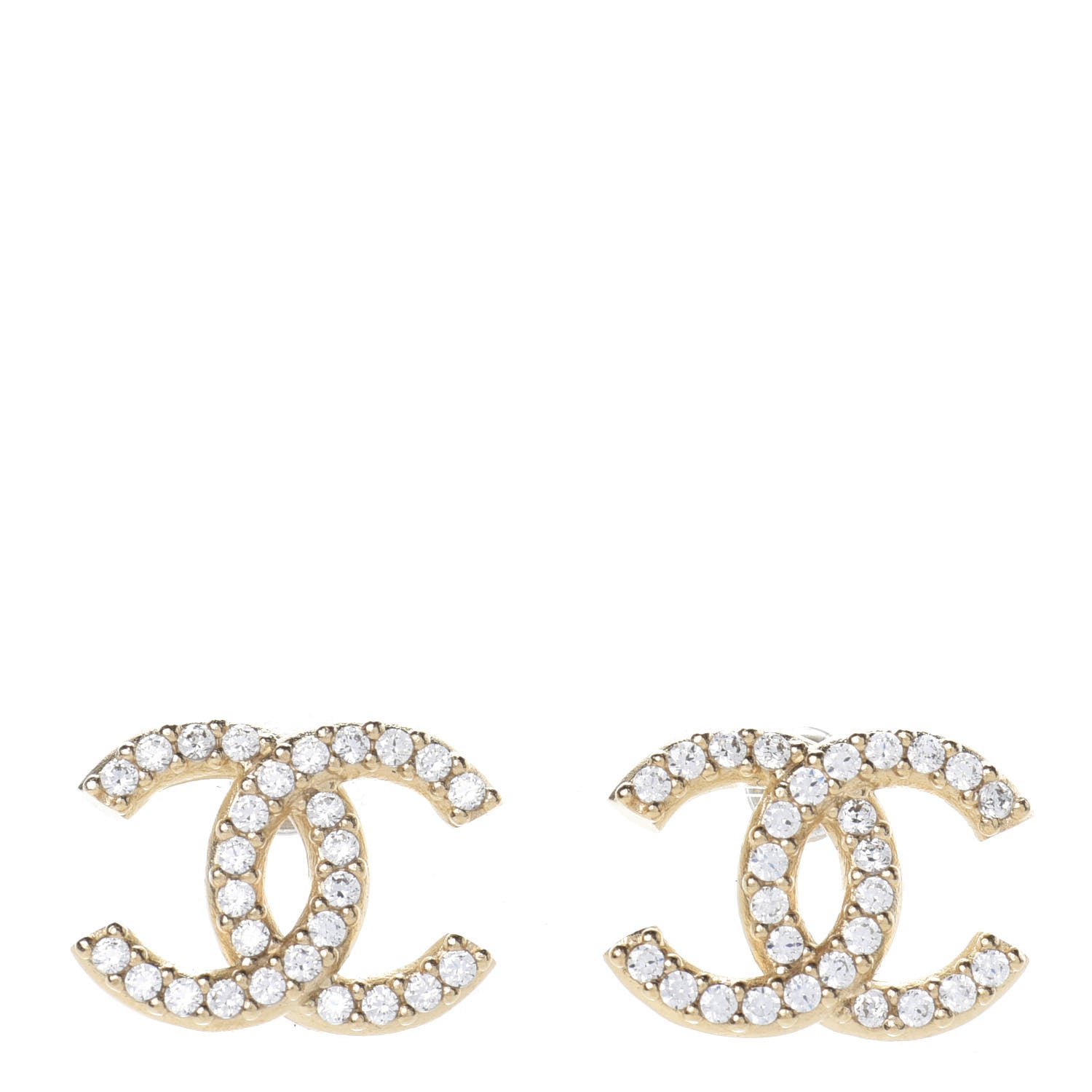 Chanel Crystal CC Earrings Gold 1 of 4