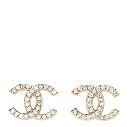 Chanel Crystal CC Earrings Gold 1 of 4
