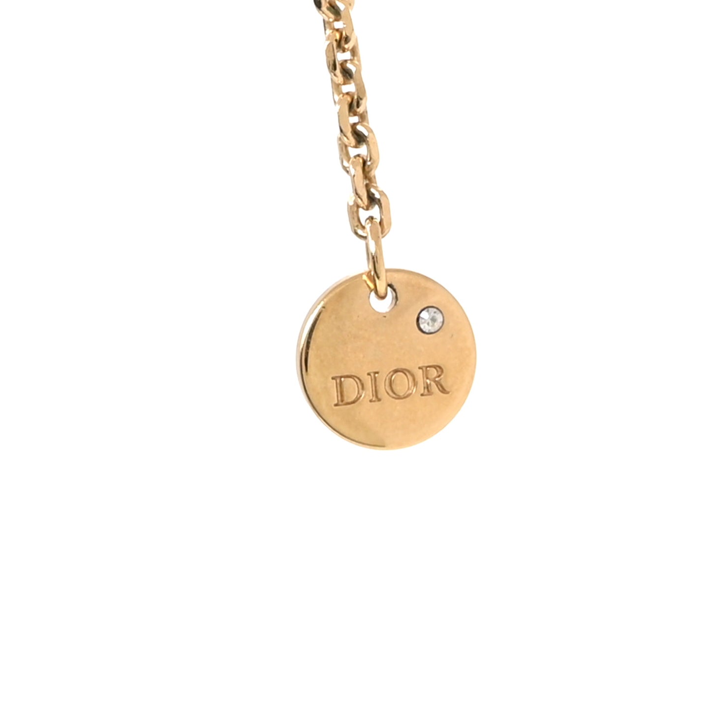 Metal Crystal Petit CD Double Necklace Gold