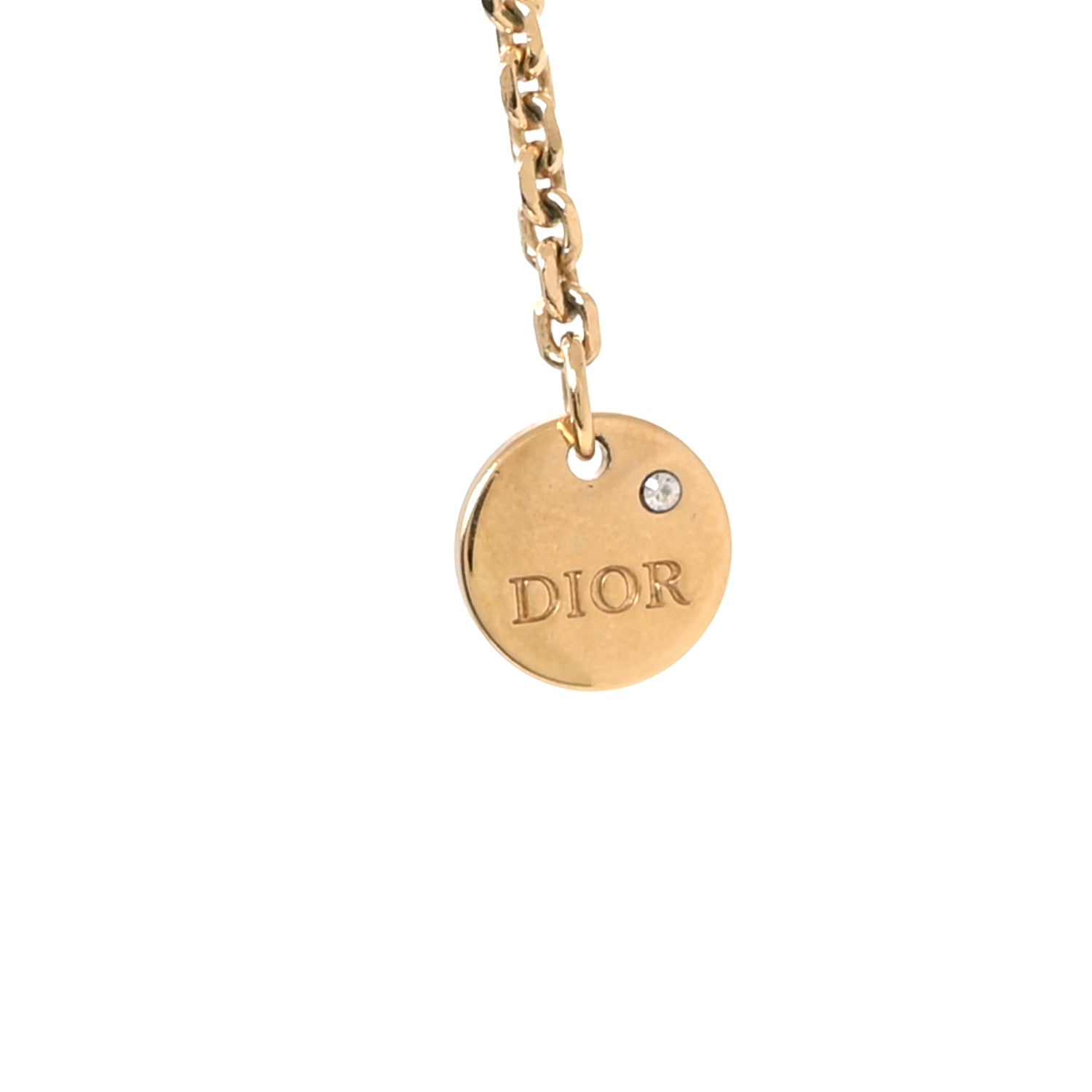 Christian Dior Metal Crystal Petit CD Double Necklace Gold 4 of 5