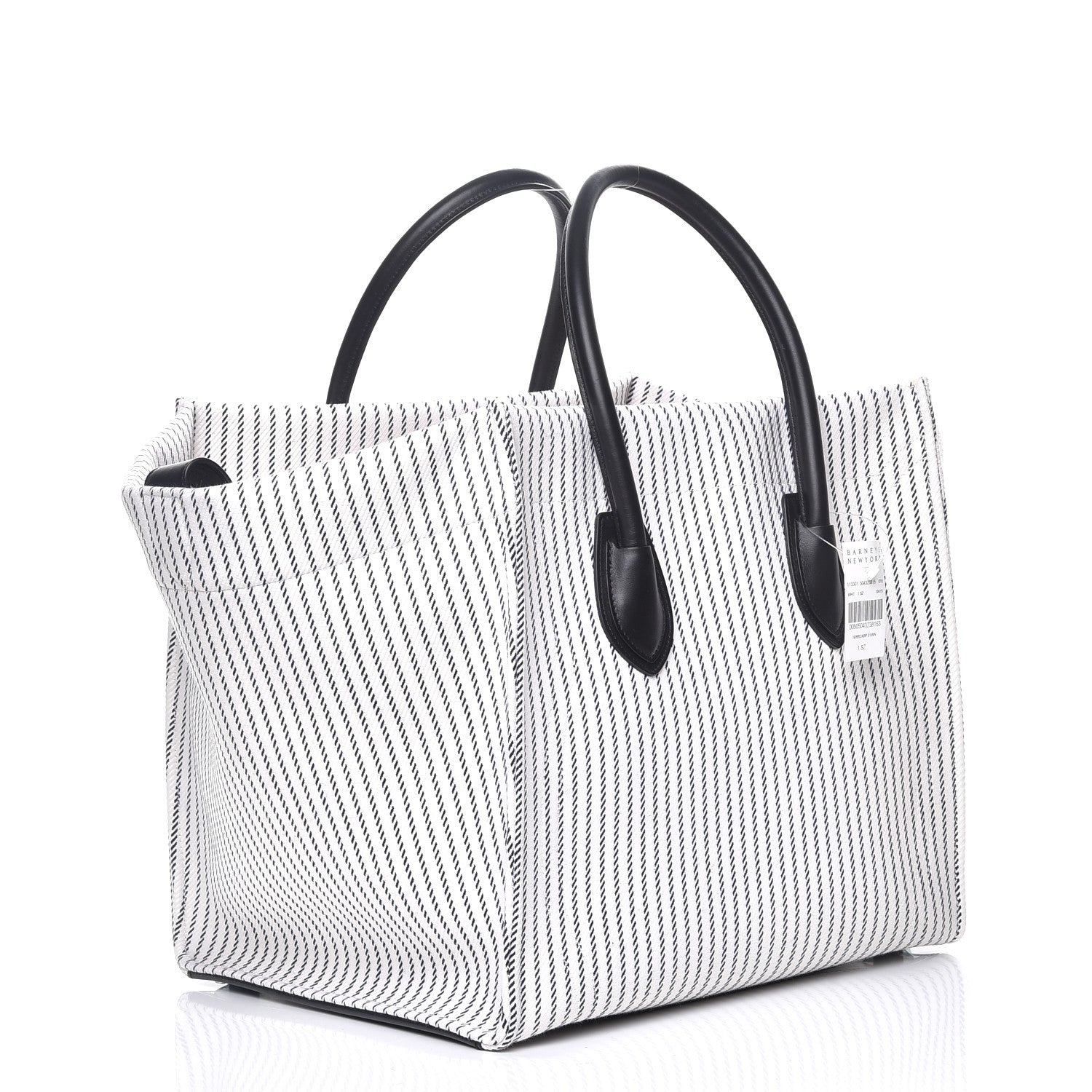Celine Cotton Canvas Striped Medium Phantom Luggage White Navy 3 of 8